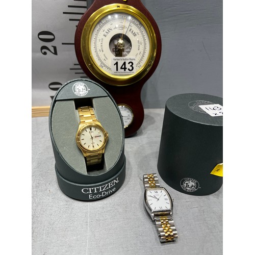 143 - Citizen Eco drive watch boxed + watch + barometer