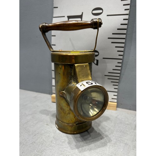 157 - Early brass ceag lamp/miners lamp all stamped to base