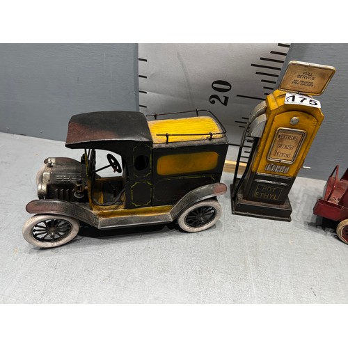 175 - Tin plate toy & fuel pump