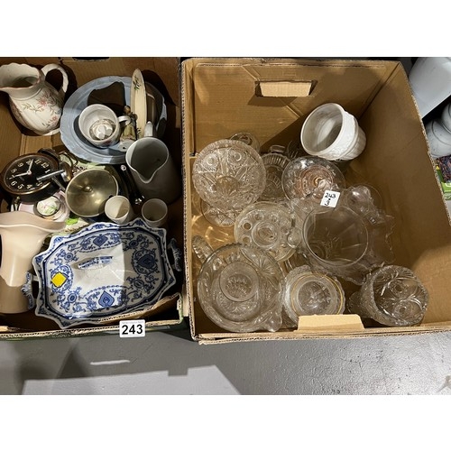 243 - 3 box's of pottery + glass ware