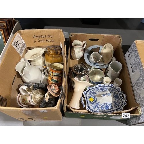 243 - 3 box's of pottery + glass ware