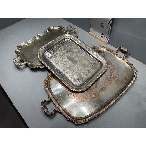 45 - 3 Large silver plate trays