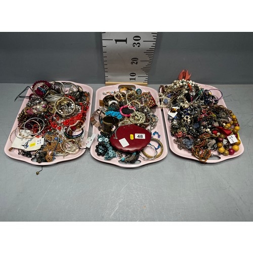 48 - 3 Trays costume jewellery