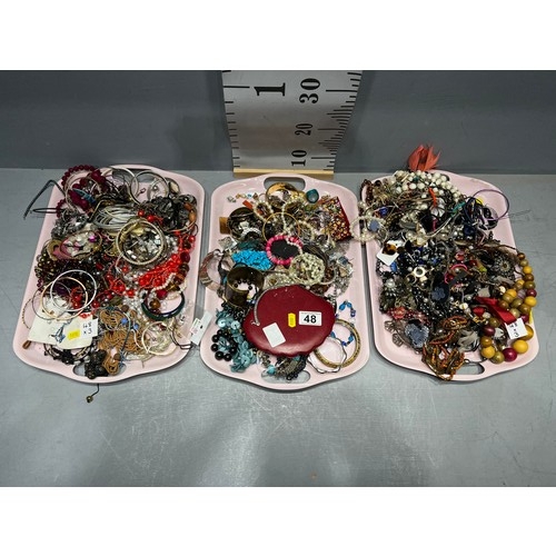 48 - 3 Trays costume jewellery