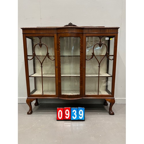 939 - Early 20th century mahogany ball & claw foot display cabinet (superb quality)