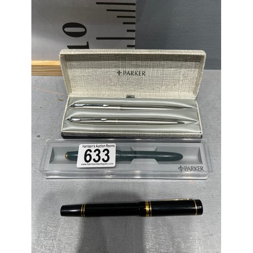 Boxed parker 14ct nib fountain pen + parker fountain pen + boxed parker ...