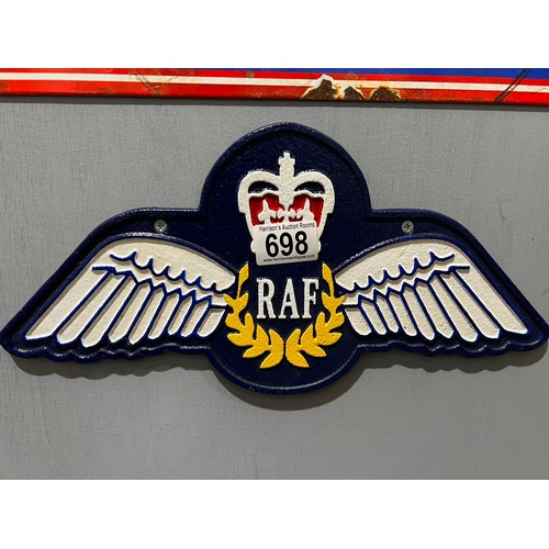 698 - Cast iron RAF plaque