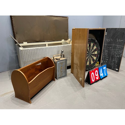 947 - Mid century shades + lamp + dart board etc