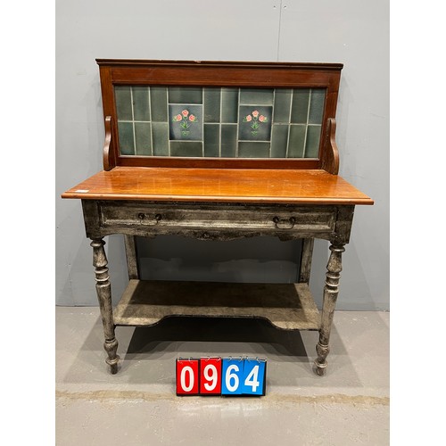 964 - Victorian tile back washstand a/f