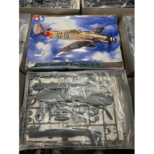 9 - 7 tamiya assorted plane model kits 2, Bristol beau fighters, 4 focke wulf planes, imesserschmitt