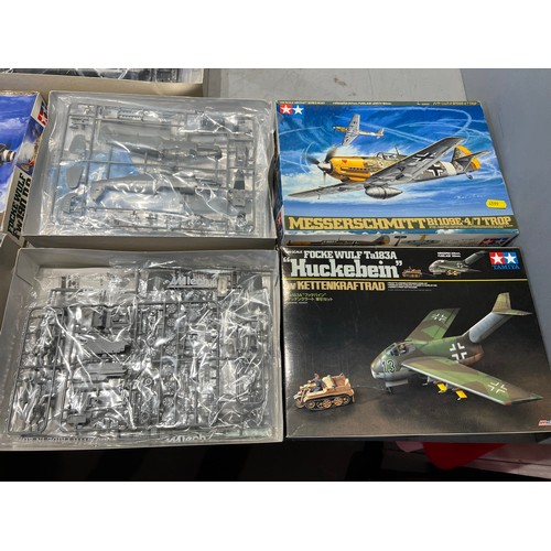 9 - 7 tamiya assorted plane model kits 2, Bristol beau fighters, 4 focke wulf planes, imesserschmitt