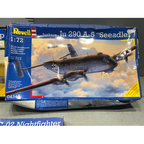 18 - 3 Revell model kits, junkers seeadler, night fighter, messerschmitt