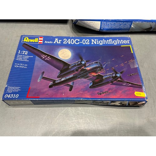 18 - 3 Revell model kits, junkers seeadler, night fighter, messerschmitt