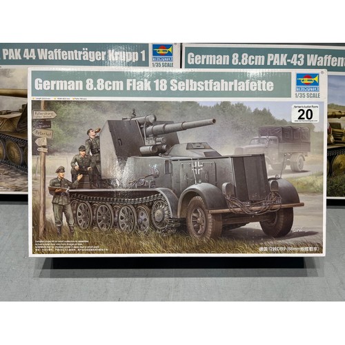 20 - 3 Trumpter model kits, german waffentrager krupp tank, pak -43 waffentrager, German selbstfahrlafelt... 