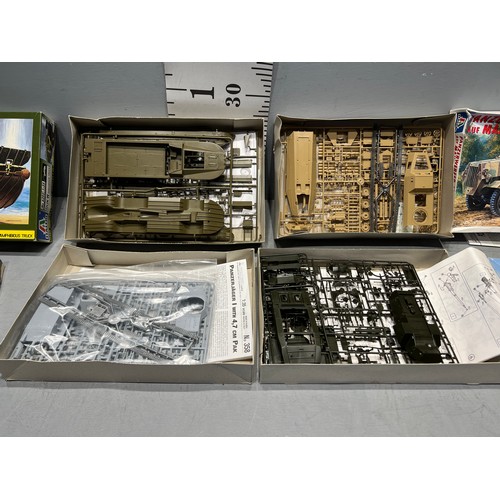 26 - 4 Italeri model kits, greyhound light armored car, panzer jager I, panzerwerfer 42 auf maultier, amp... 