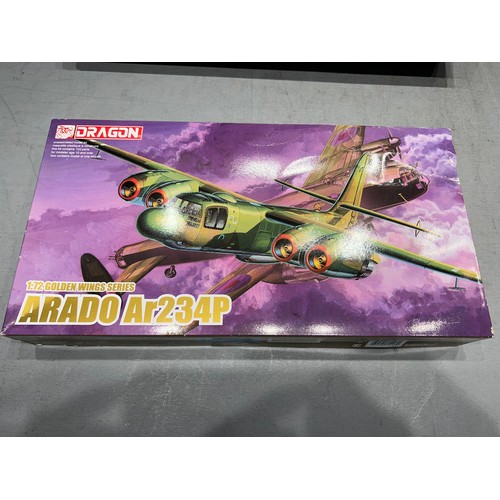 37 - 4 Dragon model kits, arado nachtigall arado ar234p, macht jager, schnell bomber. one is cellophane w... 