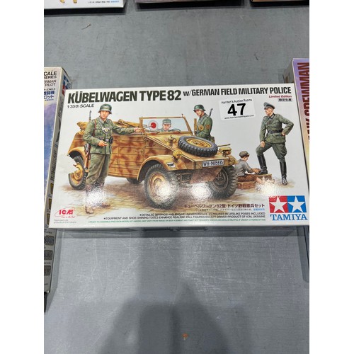 47 - 10 Tamiya model kits, military miniatures