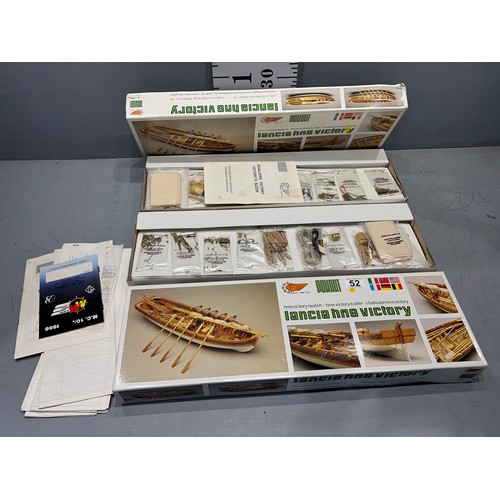 52 - 2 Pan art model kits boats both are lancia H.M.S victory