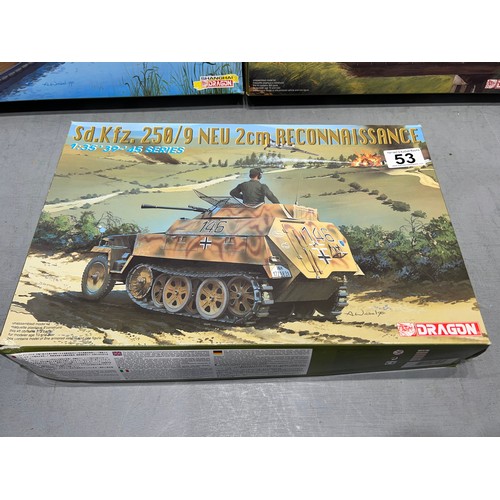 53 - 3 Dragon model kits, 2 tanks, German pontoon set