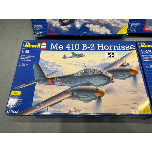 55 - 4 Revell model kits, war planes