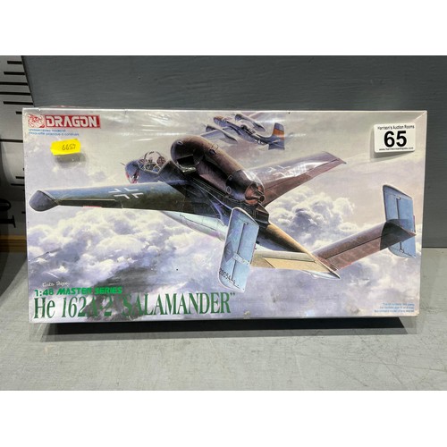 65 - 6x Dragon planes inc, fw190a-7, he 162a-2, fw190g-3 jet bomber etc