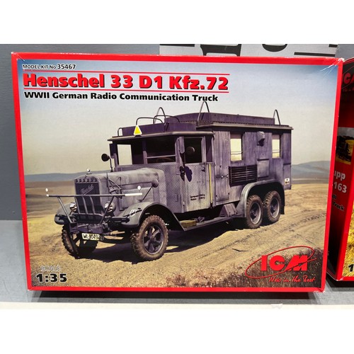 66 - 5x Icm German vehicles inc, berge panther, panther, henschel, krupp & type 770k tourenwagon