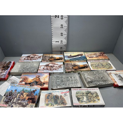 67 - 13x Dragon kits inc, tank, car, sceney & soldiers