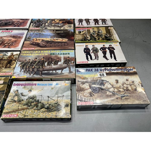 68 - 12x Dragon kits inc, command posts, soldiers, pak 38 etc