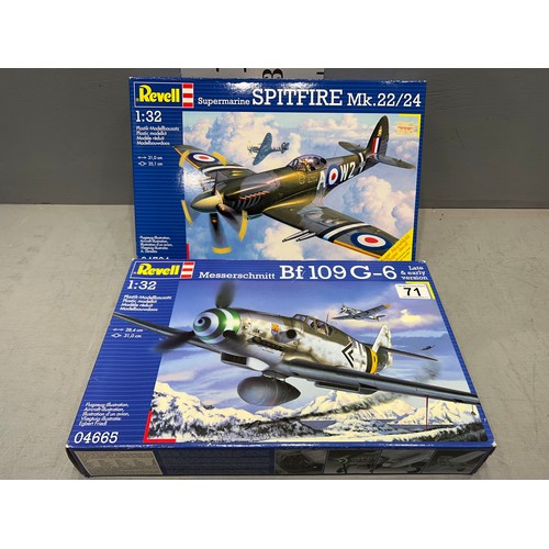 71 - 2x Revell planes incm, spitfire & bf109 g-6