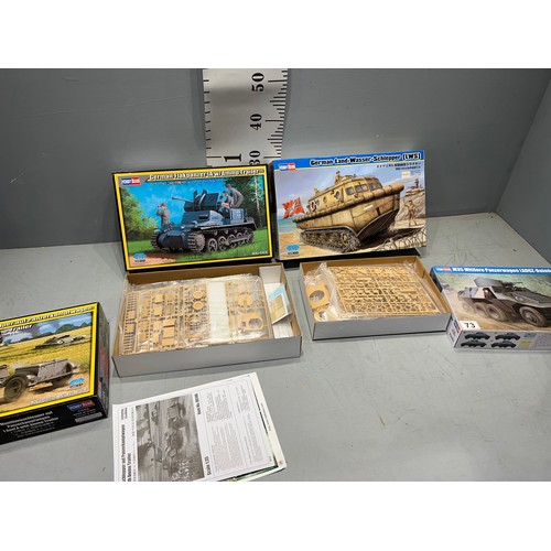 73 - 4x Hobby boss kits inc, land wasser-schlepper, flakpanzer, m35 panzerwagen + another