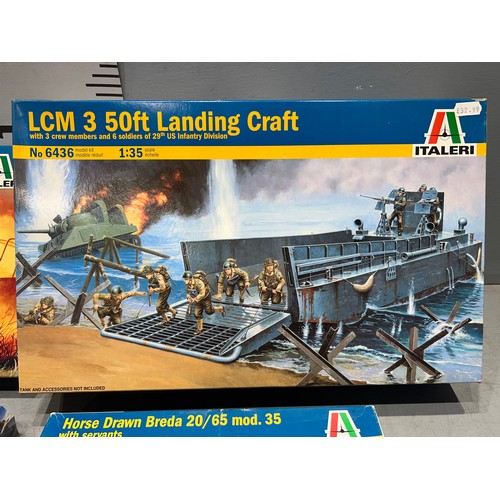 75 - 5x Italeri inc, landing craft, 6 rad, maiale, horse & anhanger