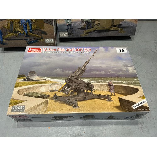 78 - 3x Amusing hobby kits inc different anti air guns