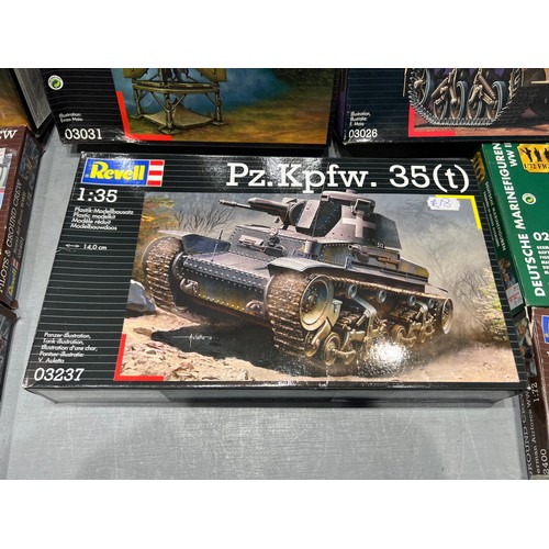 92 - 10 Revell kits inc, 2 a4 (v2) missiles, opel 'maultier', d2 kdfw + English & German crew sets