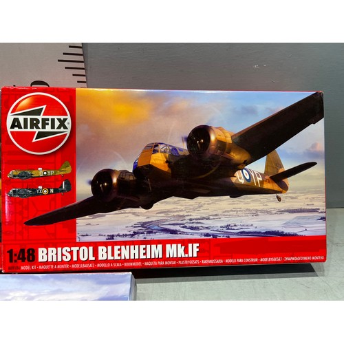 100 - 3 Airfix model kits, bristol blenheim mk.if, armstrong whitworth whitley + RAF bomber re-supply