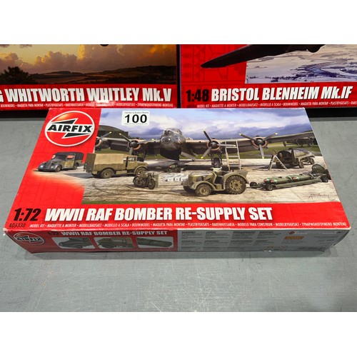 100 - 3 Airfix model kits, bristol blenheim mk.if, armstrong whitworth whitley + RAF bomber re-supply