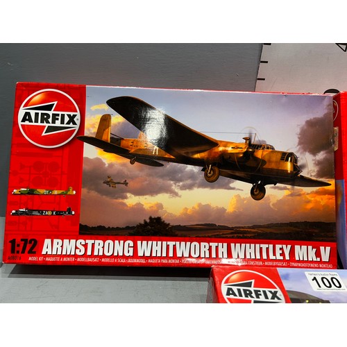 100 - 3 Airfix model kits, bristol blenheim mk.if, armstrong whitworth whitley + RAF bomber re-supply