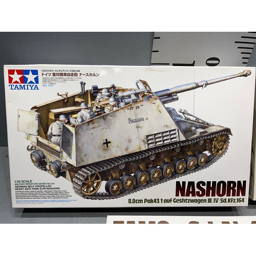 101 - 3x Tamiya kits inc, famo & sd, nashorn & German panther type g