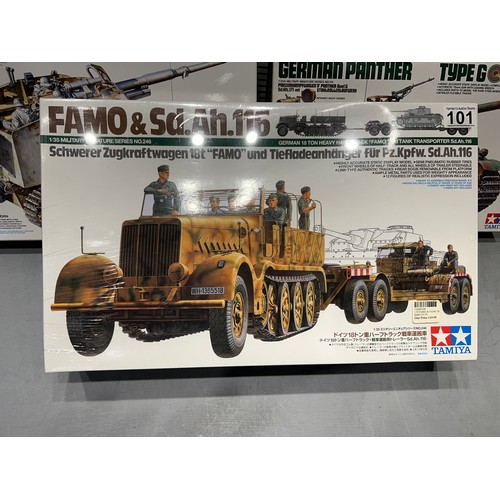 101 - 3x Tamiya kits inc, famo & sd, nashorn & German panther type g