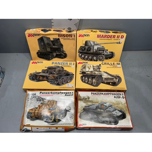 106 - 6 Aian tanks inc Bison 1, Grille-M, Danzer IIJ, Marder II, Danzerkampf-wagen II + Panzerkampfwagen I