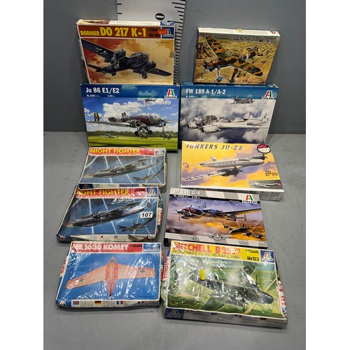 107 - 10 x Italien aeroplanes inc FW189, JU86, Junkers, BF 110, Mitchell B25 etc