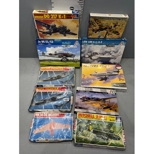 107 - 10 x Italien aeroplanes inc FW189, JU86, Junkers, BF 110, Mitchell B25 etc