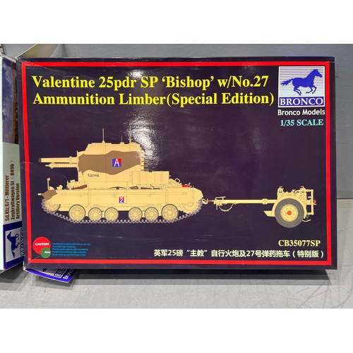 114 - 2 x Bronco military vehicles inc Mittlerer Zugkraftwagen + Valentine 'Bishop'