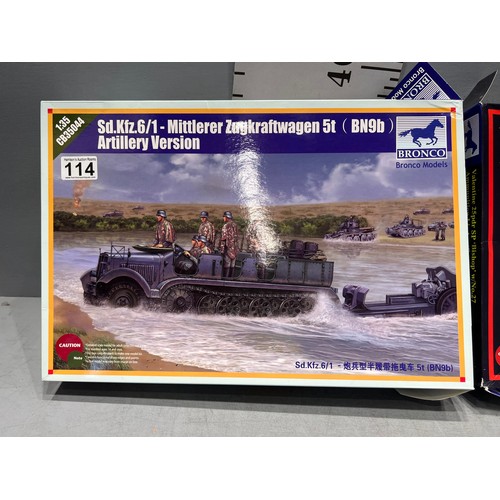 114 - 2 x Bronco military vehicles inc Mittlerer Zugkraftwagen + Valentine 'Bishop'