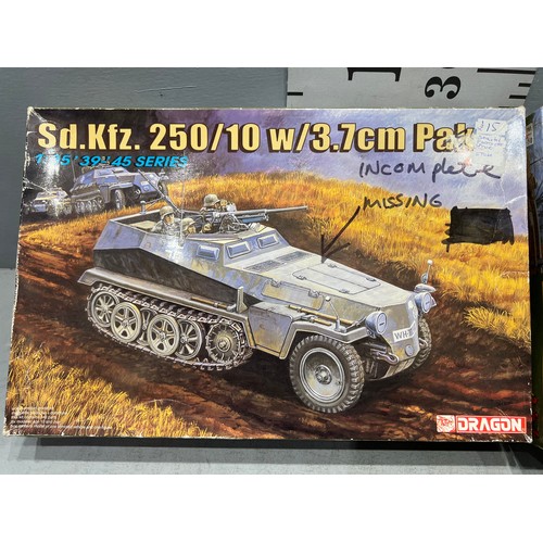 123 - 3 x Dragon military vehicles inc Stug III, Flak 37 + SD.KFZ