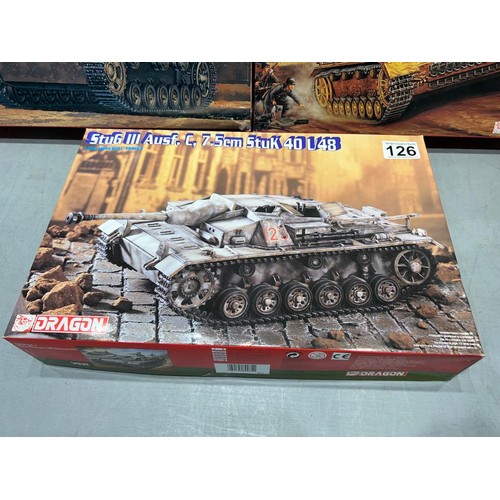 126 - 3 x Dragon tanks inc Stug III, PZKPFIV IV Ausf + Stug III