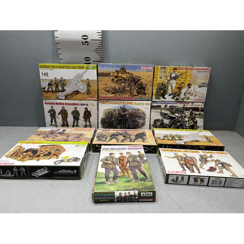 145 - 12 x Dragon troop kits with vehicles