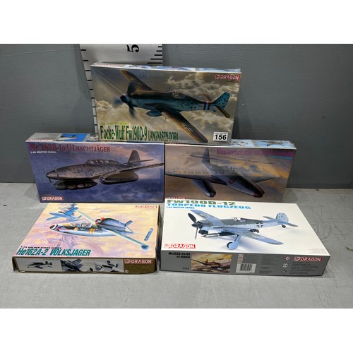 156 - 5 x Dragon planes inc, Fockewulf, Volksjager, torpedo Flugzeug, Nachtjager + another