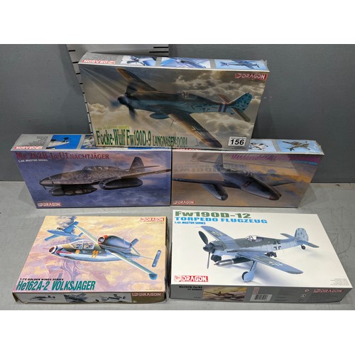 156 - 5 x Dragon planes inc, Fockewulf, Volksjager, torpedo Flugzeug, Nachtjager + another