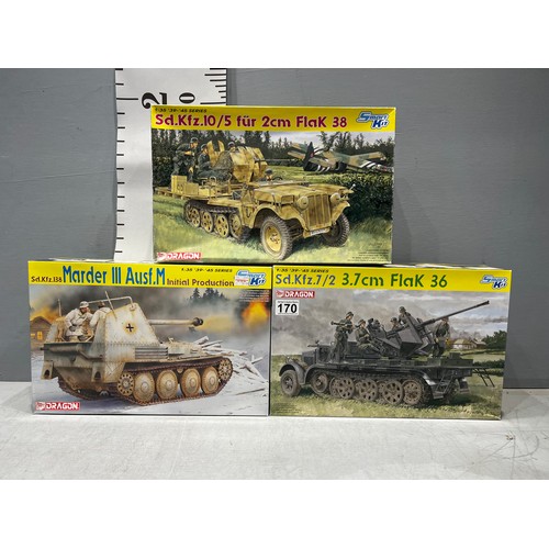 170 - 3 x Dragon kits. Flak 36, Marder III + Flak 38