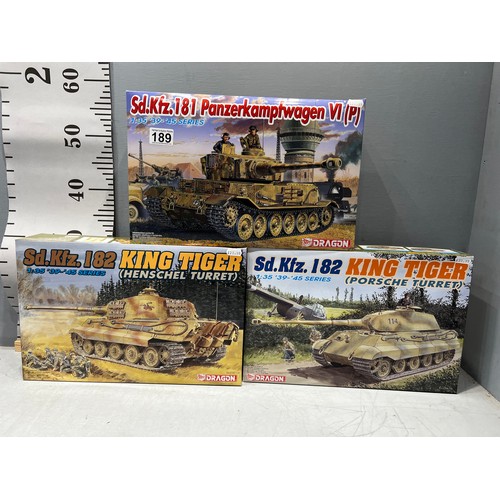 189 - 3 x Dragon tanks, 2 x King Tiger tanks + Panzerkampfwagen